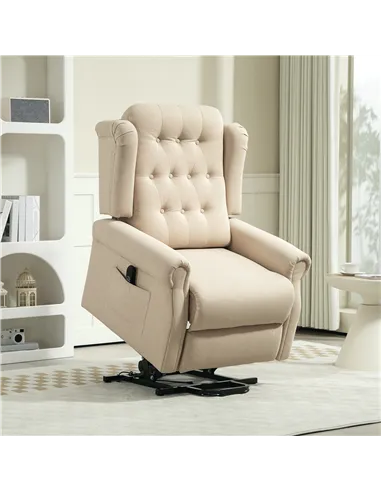 HOMCOM 45° Lifting Riser and Recliner Armchair  - Beige