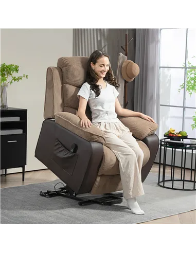 HOMCOM Power Lift Recliner Chair for Elderly, Patchwork Design Oversized Electric Riser and Recliner Armchair for Living Room wi