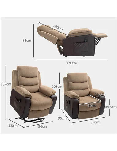 HOMCOM Power Lift Recliner Chair for Elderly, Patchwork Design Oversized Electric Riser and Recliner Armchair for Living Room wi