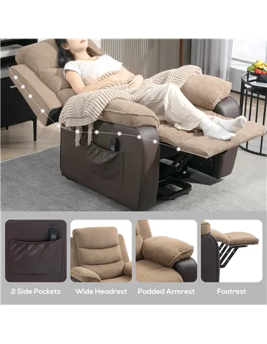 HOMCOM Power Lift Recliner Chair for Elderly, Patchwork Design Oversized Electric Riser and Recliner Armchair for Living Room wi