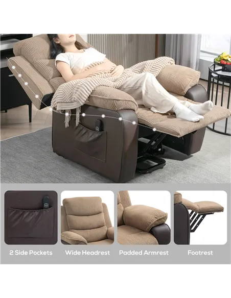 HOMCOM Power Lift Recliner Chair for Elderly, Patchwork Design Oversized Electric Riser and Recliner Armchair for Living Room wi