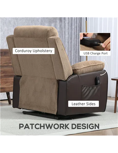 HOMCOM Power Lift Recliner Chair for Elderly, Patchwork Design Oversized Electric Riser and Recliner Armchair for Living Room wi