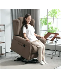 HOMCOM 45° Lifting Riser and Recliner Armchair  - Dark Brown 2