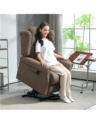HOMCOM 45° Lifting Riser and Recliner Armchair  - Dark Brown