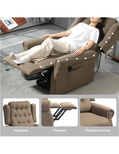 HOMCOM 45° Lifting Riser and Recliner Armchair  - Dark Brown