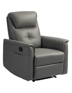 HOMCOM Recliner Armchair with Thick Padded Spring Cushion, Microfibre Manual Reclining Chair with Adjustable Leg Rest, Side Pock
