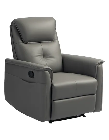 HOMCOM Recliner Armchair with Thick Padded Spring Cushion, Microfibre Manual Reclining Chair with Adjustable Leg Rest, Side Pock