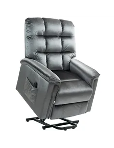 HOMCOM Velvet-Feel Electric Lift Recliner Chair - Dark Grey