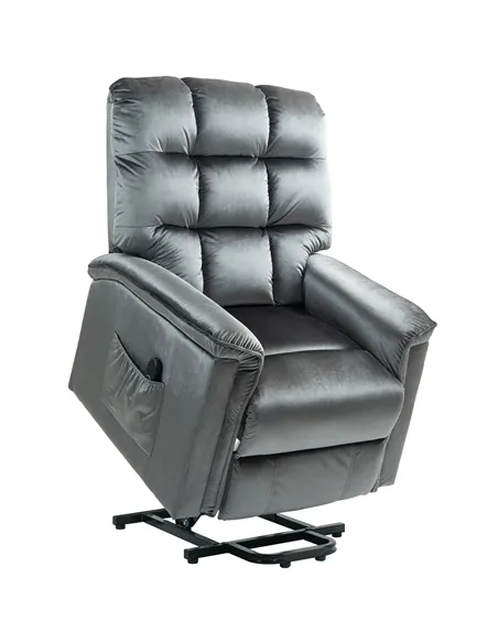 HOMCOM Velvet-Feel Electric Lift Recliner Chair - Dark Grey