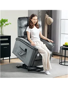 HOMCOM Velvet-Feel Electric Lift Recliner Chair - Dark Grey 2