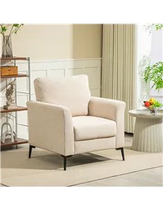 HOMCOM Linen-Look Armchair - Beige 2