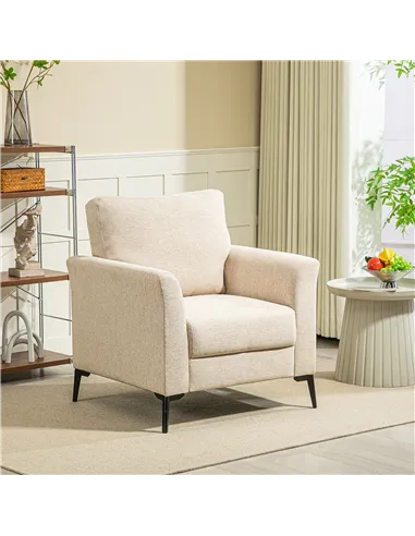 HOMCOM Linen-Look Armchair - Beige