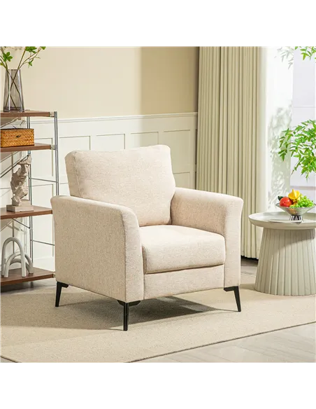 HOMCOM Linen-Look Armchair - Beige