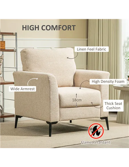 HOMCOM Linen-Look Armchair - Beige