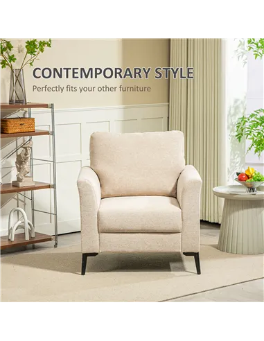 HOMCOM Linen-Look Armchair - Beige
