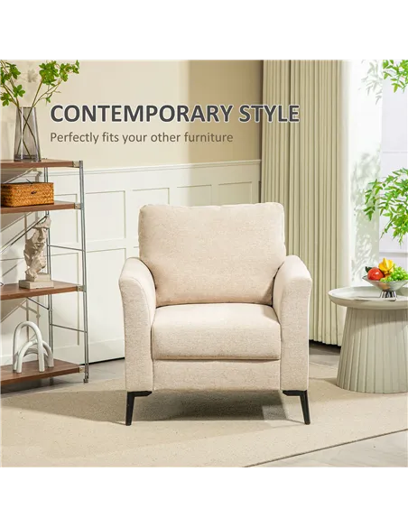 HOMCOM Linen-Look Armchair - Beige