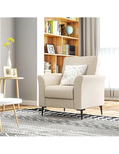 HOMCOM Linen-Look Armchair - Beige