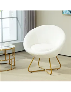 HOMCOM Faux Fur Accent Chair with Golden Metal Legs, Upholstered Comfy Tub Chair with Non-Slip Footpads, Seat Cushion for Bedroo 2