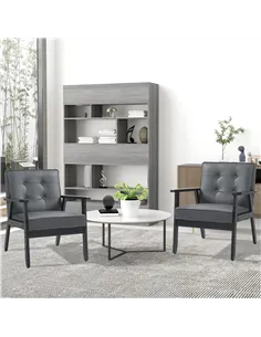 HOMCOM Set of 2 Accent Chair, PU Leather Armchair, Occasional Chair with Beech Wood Frame for Living Room Reception Bedroom Balc 2