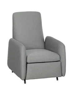 HOMCOM Push Back Recliner Armchair, Fabric High Back Reclining Chair with Adjustable Leg Rest and Pocket Spring Seat for Living 