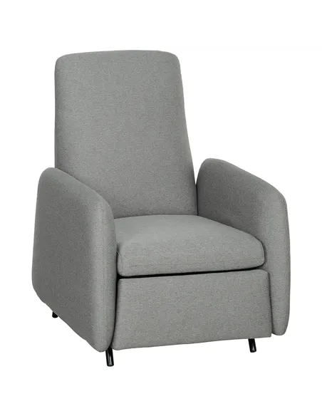 HOMCOM Push Back Recliner Armchair, Fabric High Back Reclining Chair with Adjustable Leg Rest and Pocket Spring Seat for Living 