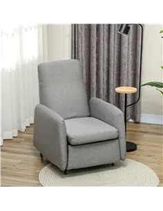 HOMCOM Push Back Recliner Armchair, Fabric High Back Reclining Chair with Adjustable Leg Rest and Pocket Spring Seat for Living  2
