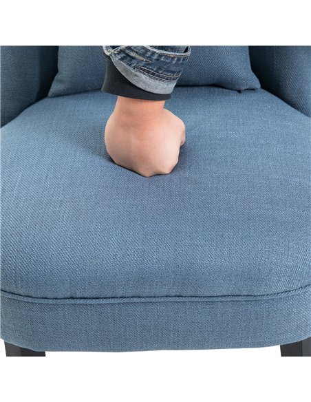 HOMCOM Fabric Single Sofa Dining Chair Tub Chair Upholstered W/ Pillow Solid Wood Leg Home Living Room Furniture Blue