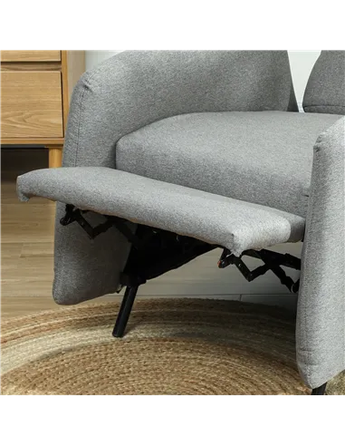 HOMCOM Push Back Recliner Armchair, Fabric High Back Reclining Chair with Adjustable Leg Rest and Pocket Spring Seat for Living 