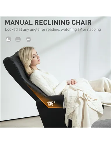 HOMCOM Swivel Recliner Chair with Footstool, PU Leather Recliner Armchair with Adjustable Back and Steel Frame, Reclining Chair 