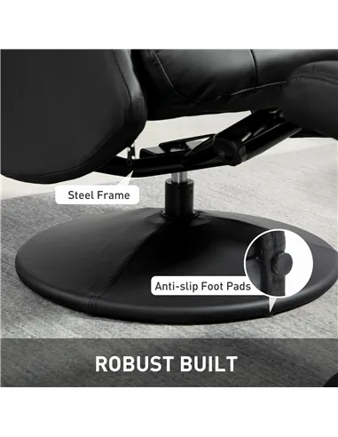 HOMCOM Swivel Recliner Chair with Footstool, PU Leather Recliner Armchair with Adjustable Back and Steel Frame, Reclining Chair 