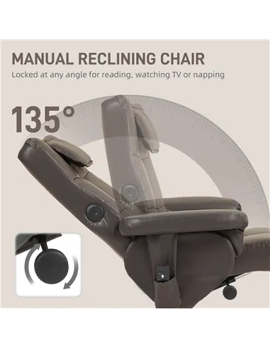 HOMCOM Faux Leather Massage Recliner Chair, with Storage Ottoman - Brown