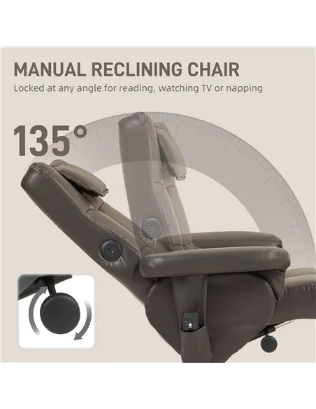 HOMCOM Faux Leather Massage Recliner Chair, with Storage Ottoman - Brown