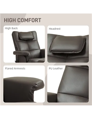 HOMCOM Faux Leather Massage Recliner Chair, with Storage Ottoman - Brown