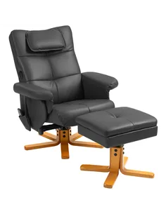 HOMCOM Faux Leather Massage Recliner Chair, with Storage Ottoman - Black