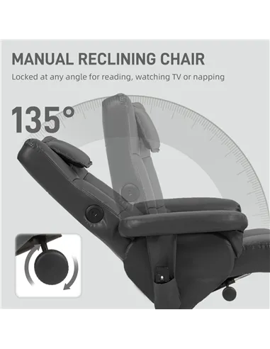 HOMCOM Faux Leather Massage Recliner Chair, with Storage Ottoman - Black