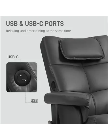 HOMCOM Faux Leather Massage Recliner Chair, with Storage Ottoman - Black