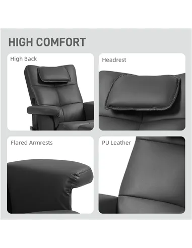 HOMCOM Faux Leather Massage Recliner Chair, with Storage Ottoman - Black