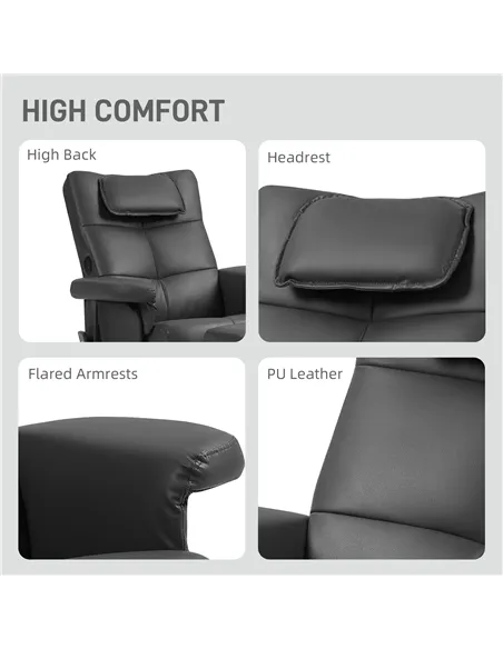 HOMCOM Faux Leather Massage Recliner Chair, with Storage Ottoman - Black