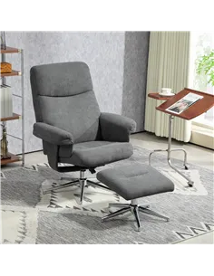 HOMCOM Velvet-Feel Recliner Chair and Ottoman - Dark Grey 2