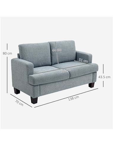HOMCOM Two-Seater Chenille Sofa - Light Grey