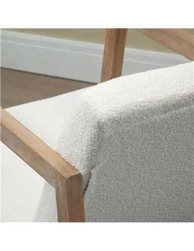 HOMCOM Rocking Chair, Upholstered Sofa Armchair with Cushion and Wood Base for Living Room and Bedroom, Cream White