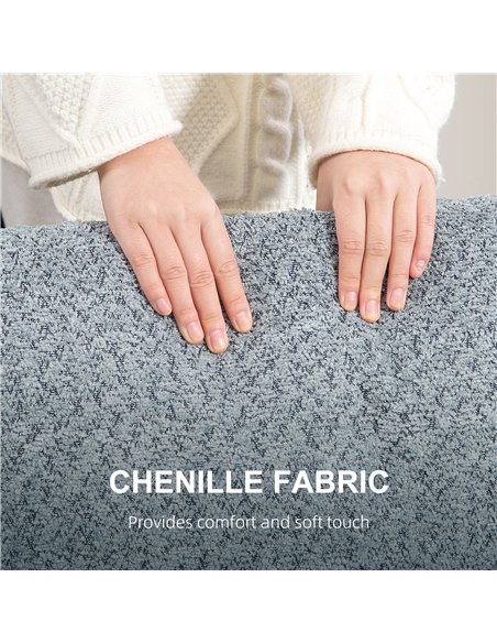 HOMCOM Two-Seater Chenille Sofa - Light Grey