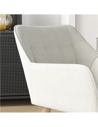 HOMCOM Accent Chair, Arm Chair with Wide Arms, Slanted Back, Thick Padding and Rubber Wooden Legs for Living Room, Cream White