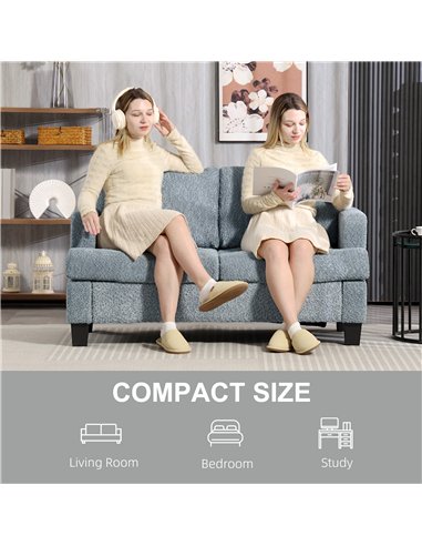 HOMCOM Two-Seater Chenille Sofa - Light Grey