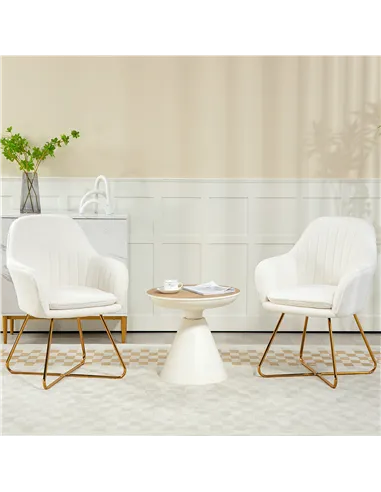 HOMCOM Set of Two Sherpa Fleece Dining Chairs - Cream