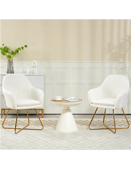 HOMCOM Set of Two Sherpa Fleece Dining Chairs - Cream