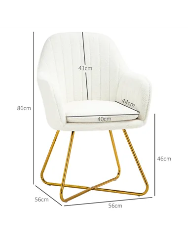 HOMCOM Set of Two Sherpa Fleece Dining Chairs - Cream