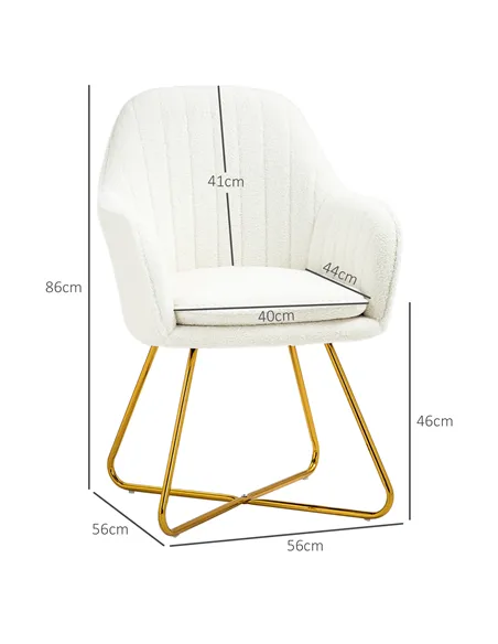 HOMCOM Set of Two Sherpa Fleece Dining Chairs - Cream