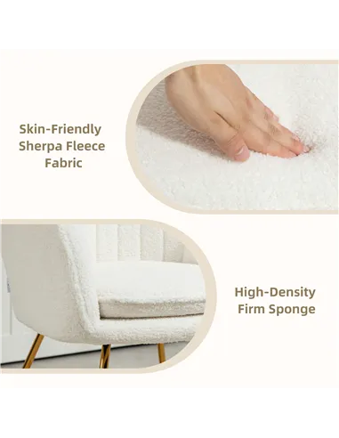 HOMCOM Set of Two Sherpa Fleece Dining Chairs - Cream