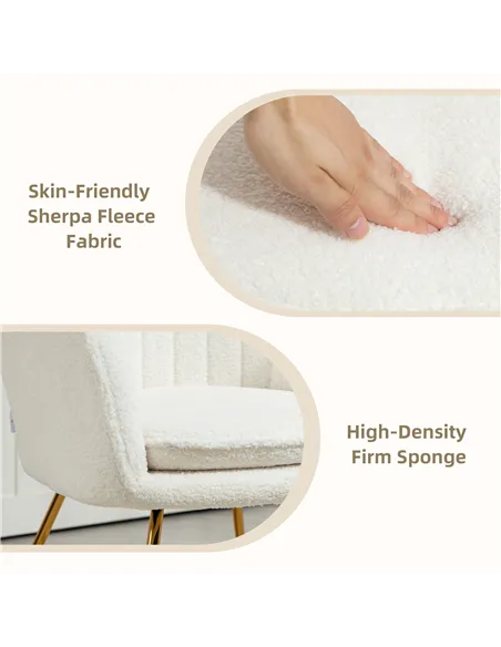 HOMCOM Set of Two Sherpa Fleece Dining Chairs - Cream